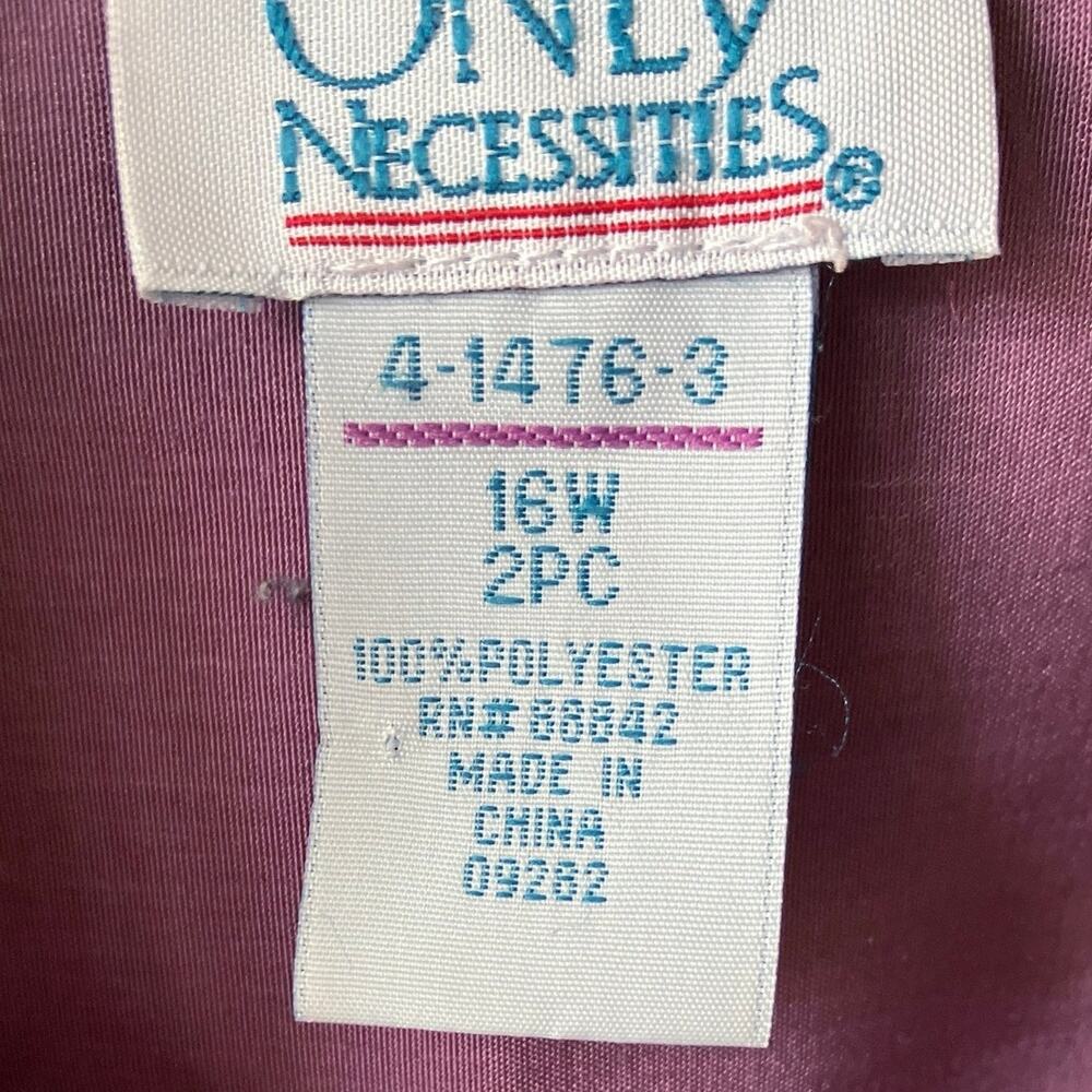 Only Necessities Women’s Purple Shimmer Roll-Sleeve Button-Up Blouse 16W VINTAGE - Picture 5 of 6